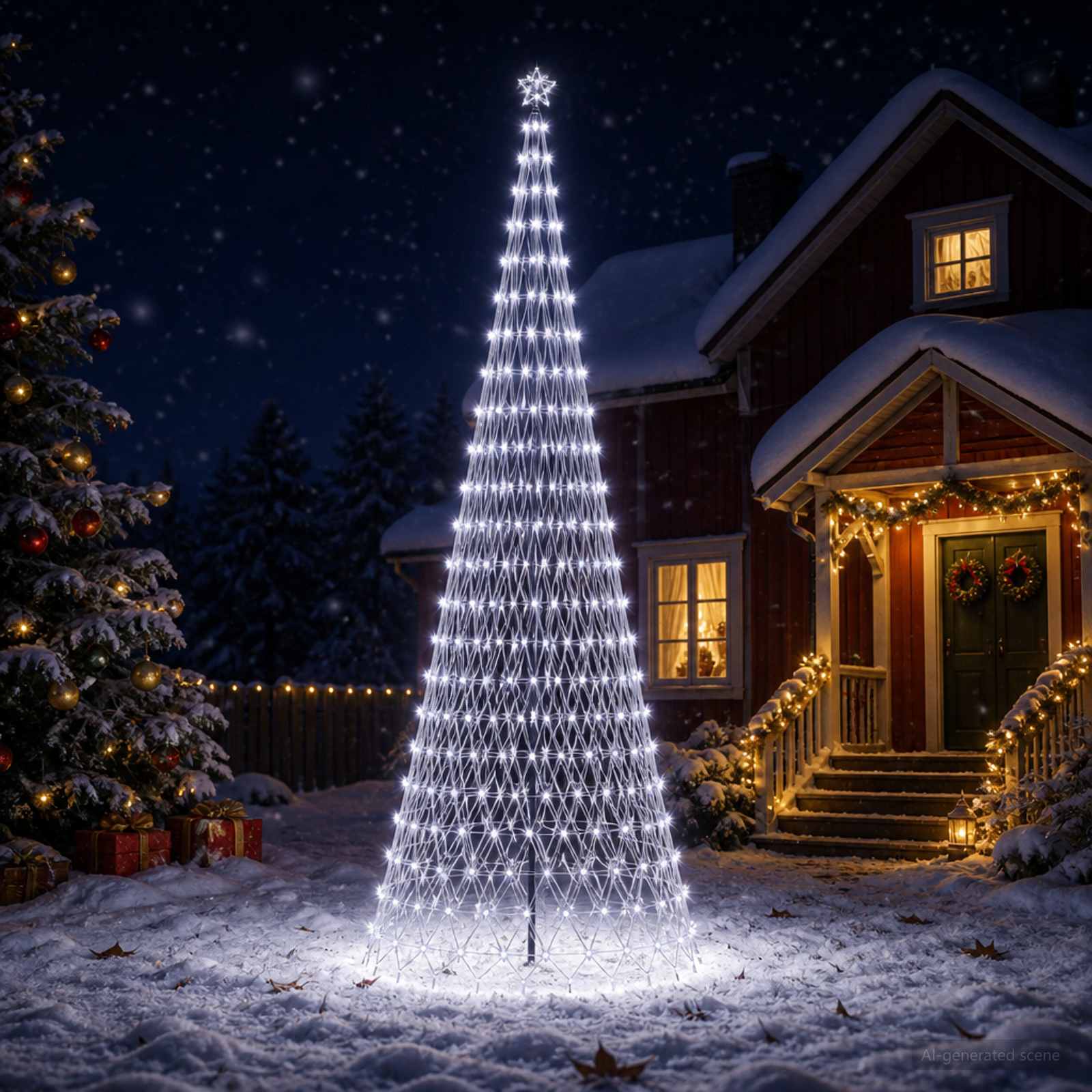 42053606_1.jpg vidaXL LED vianočný stromček 400 cm 450 LED Studená biela Železo – Obrázok 1