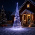 vidaXL LED vianočný stromček 400 cm 450 LED Modrá Železo Čierna