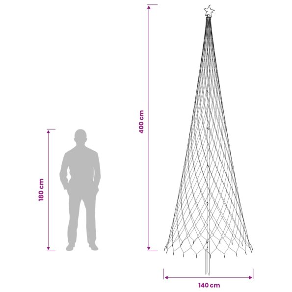 vidaXL LED vianočný stromček 400 cm 450 LED Modrá Železo Čierna – Obrázok 5