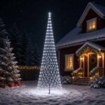 vidaXL LED vianočný stromček 500 cm 550 LED Studená biela Železo