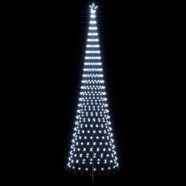 vidaXL LED vianočný stromček 500 cm 550 LED Studená biela Železo – Obrázok 3