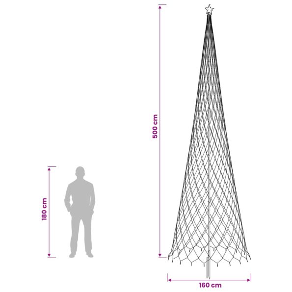 vidaXL LED vianočný stromček 500 cm 550 LED Studená biela Železo – Obrázok 5