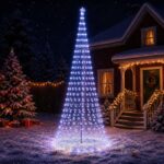 vidaXL LED vianočný stromček 500 cm 550 LED Modrá Železo Čierna