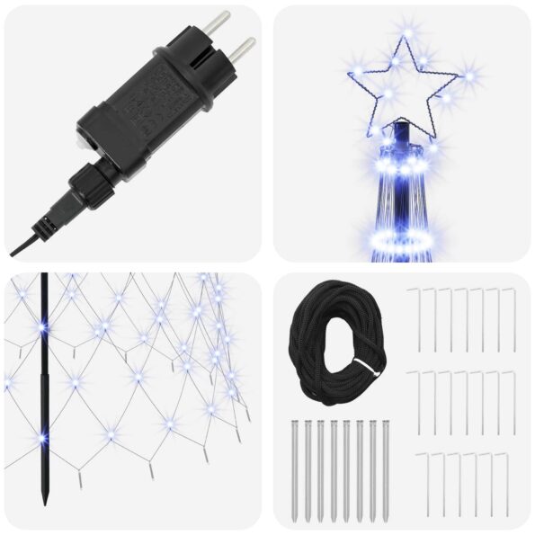 vidaXL LED vianočný stromček 500 cm 550 LED Modrá Železo Čierna – Obrázok 4