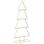 vidaXL Kovový vianočný stromček so stojanom KUOPIO 125 cm Oceľ Zlatá – Obrázok 2