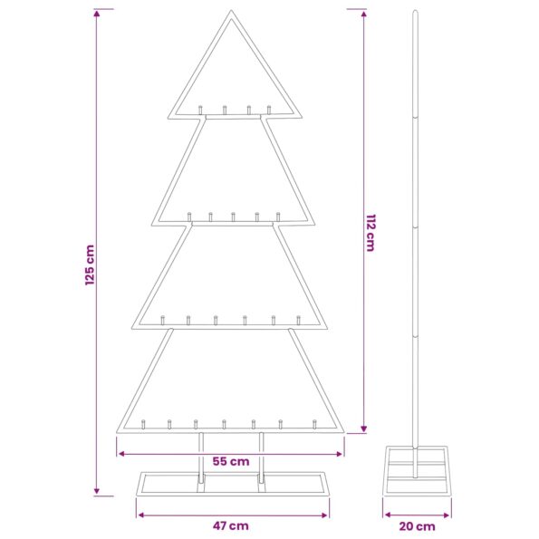 vidaXL Kovový vianočný stromček so stojanom KUOPIO 125 cm Oceľ Zlatá – Obrázok 7