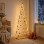 vidaXL Kovový vianočný stromček KUOPIO 125 cm Oceľ Zlatá – Obrázok 3