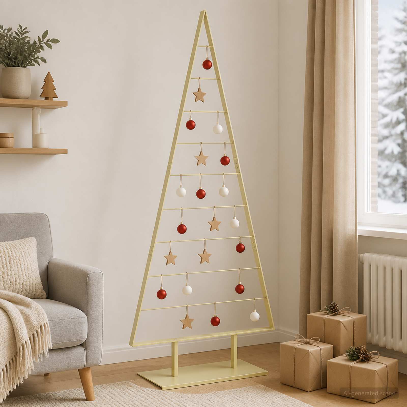 42053839_1.jpg vidaXL Kovový vianočný stromček KUOPIO 210 cm Oceľ Zlatá – Obrázok 1