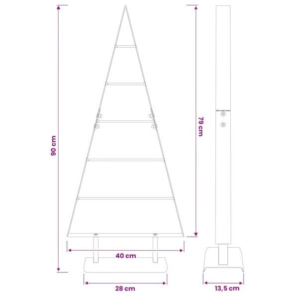 vidaXL Kovový vianočný stromček KUOPIO 90 cm Oceľ Biela – Obrázok 7