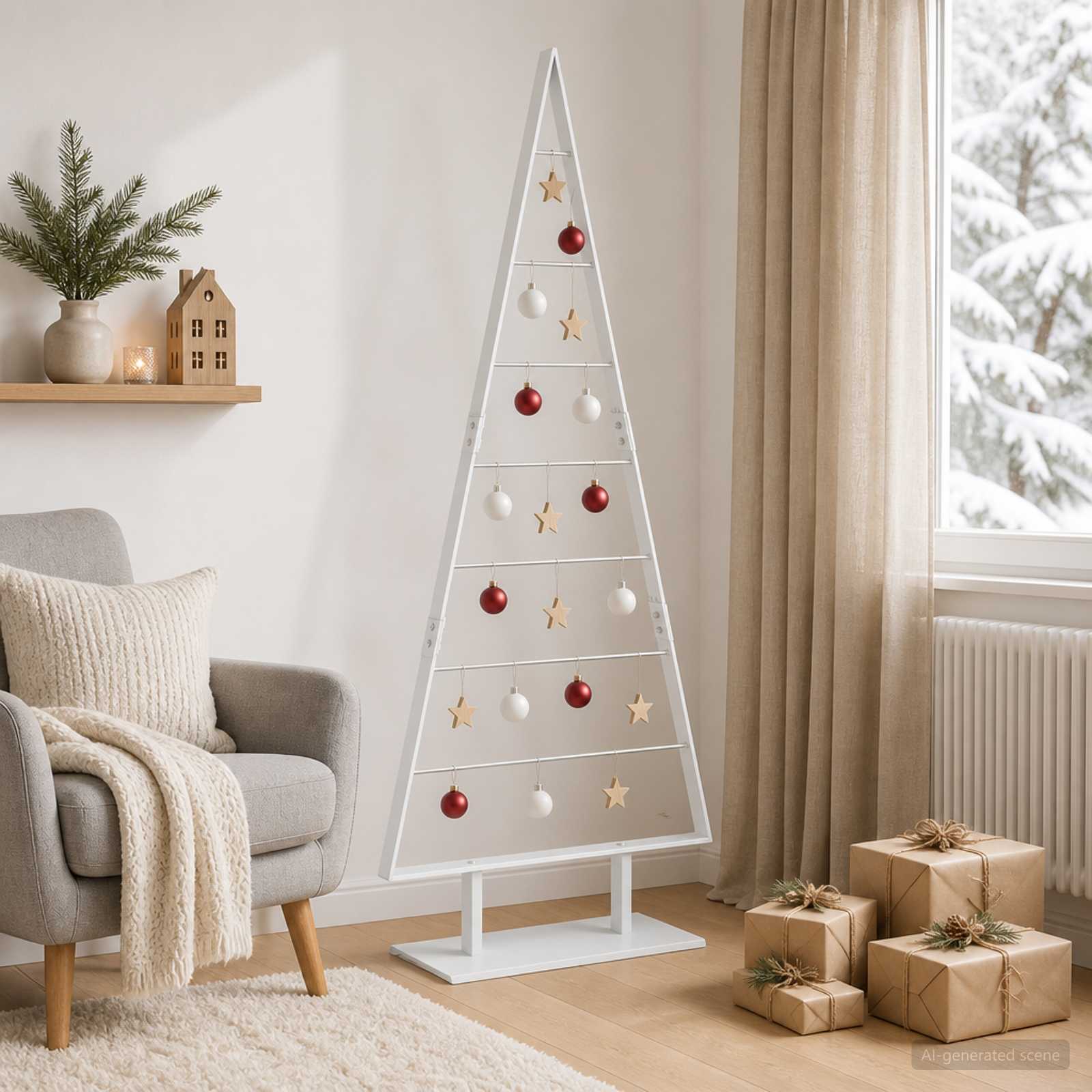 42053843_1.jpg vidaXL Kovový vianočný stromček KUOPIO 150 cm Oceľ Biela – Obrázok 1