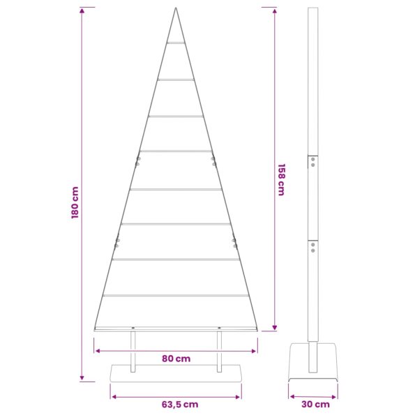 vidaXL Kovový vianočný stromček KUOPIO 180 cm Oceľ Biela – Obrázok 7