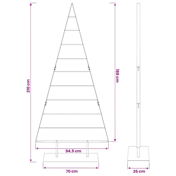 vidaXL Kovový vianočný stromček KUOPIO 210 cm Oceľ Biela – Obrázok 7