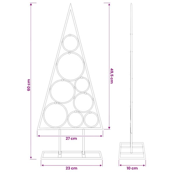 vidaXL Kovový vianočný stromček s kruhovým stojanom KUOPIO 60 cm Oceľ – Obrázok 7