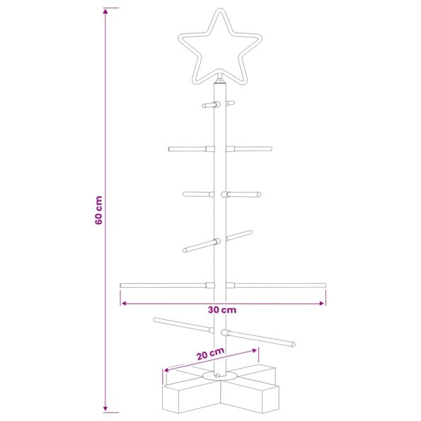 vidaXL Kovový vianočný stromček so stojanom KUOPIO 60 cm Oceľ Biela – Obrázok 7
