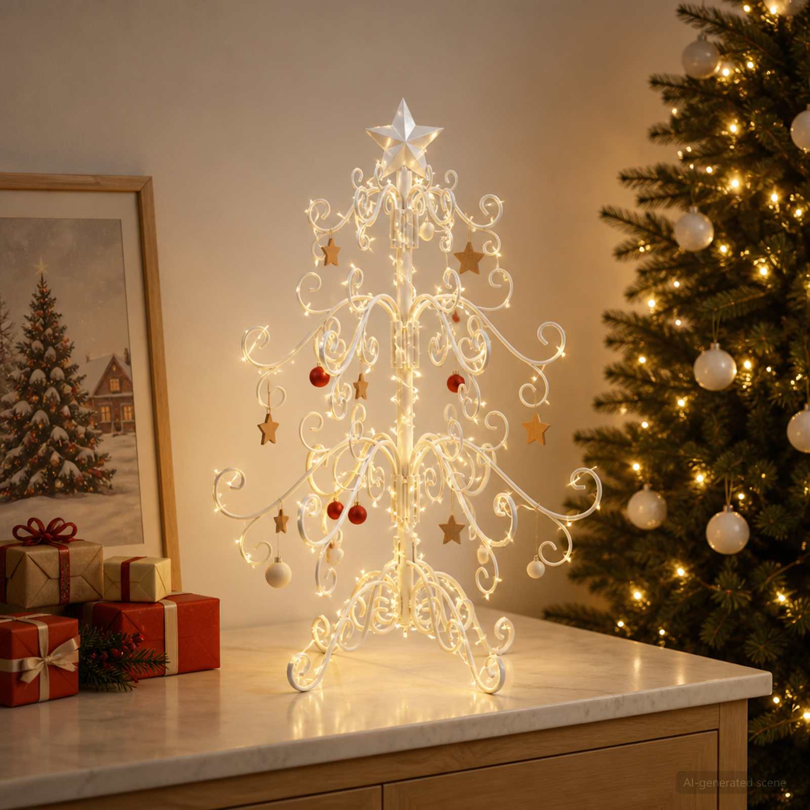 42053878_1.jpg vidaXL Kovový vianočný stromček KUOPIO 60 cm Oceľ Biela – Obrázok 1