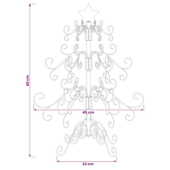 vidaXL Kovový vianočný stromček KUOPIO 60 cm Oceľ Biela – Obrázok 6