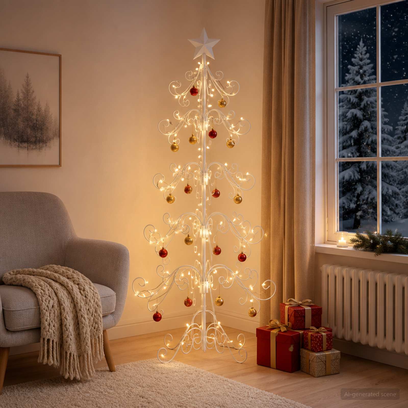 42053880_1.jpg vidaXL Kovový vianočný stromček KUOPIO 150 cm Oceľ Biela – Obrázok 1