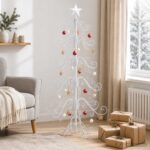 vidaXL Kovový vianočný stromček KUOPIO 150 cm Oceľ Biela – Obrázok 3