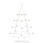 vidaXL Kovový vianočný strom s držiakom KUOPIO 140 cm Oceľ Biela – Obrázok 3