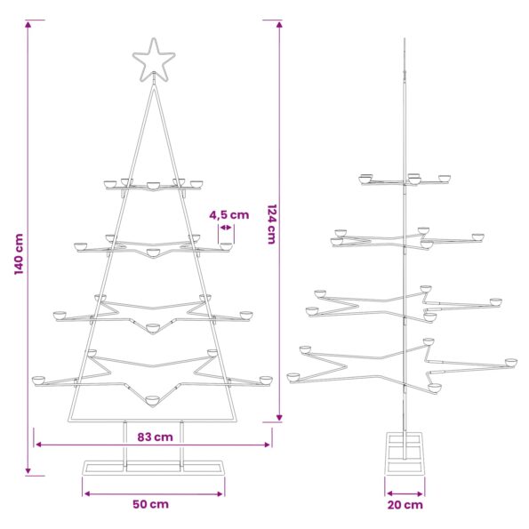 vidaXL Kovový vianočný strom s držiakom KUOPIO 140 cm Oceľ Biela – Obrázok 8