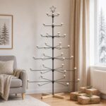 vidaXL Kovový vianočný strom s držiakom KUOPIO 180 cm Oceľ Čierna – Obrázok 4