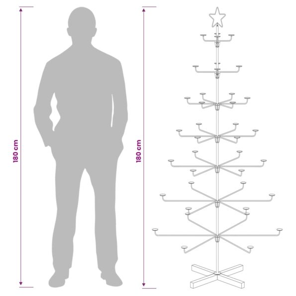 vidaXL Kovový vianočný strom s držiakom KUOPIO 180 cm Oceľ Čierna – Obrázok 8