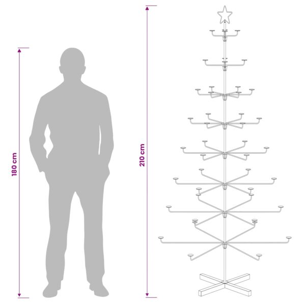 vidaXL Kovový vianočný strom s držiakom KUOPIO 210 cm Oceľ Čierna – Obrázok 8
