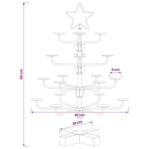 vidaXL Kovový vianočný strom s držiakom KUOPIO 60 cm Oceľ Biela – Obrázok 7