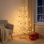 vidaXL Kovový vianočný strom s držiakom KUOPIO 125 cm Oceľ Biela