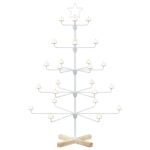 vidaXL Kovový vianočný strom s držiakom KUOPIO 125 cm Oceľ Biela – Obrázok 3