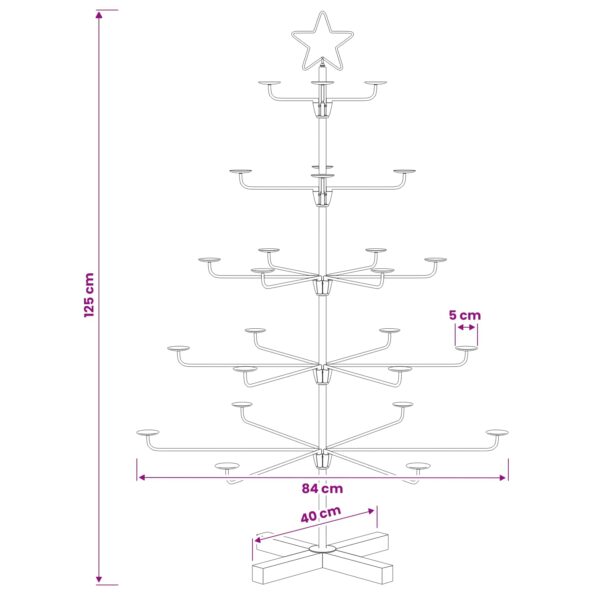 vidaXL Kovový vianočný strom s držiakom KUOPIO 125 cm Oceľ Biela – Obrázok 7