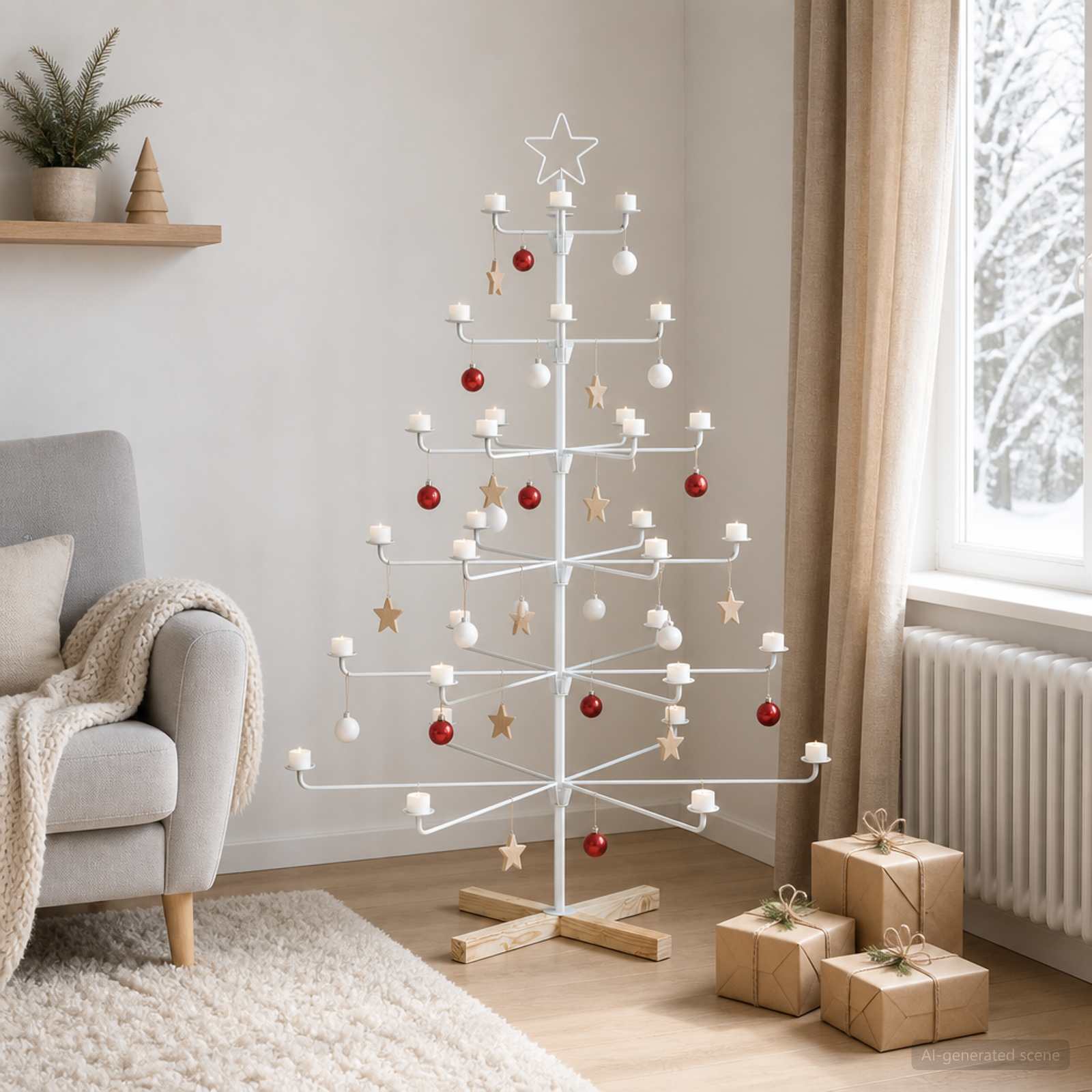 42053916_1.jpg vidaXL Kovový vianočný strom s držiakom KUOPIO 150 cm Oceľ Biela – Obrázok 1