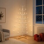 vidaXL Kovový vianočný strom s držiakom KUOPIO 180 cm Oceľ Biela – Obrázok 7