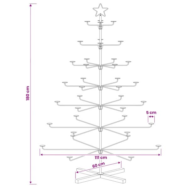 vidaXL Kovový vianočný strom s držiakom KUOPIO 180 cm Oceľ Biela – Obrázok 5
