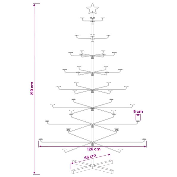 vidaXL Kovový vianočný strom s držiakom KUOPIO 210 cm Oceľ Biela – Obrázok 7