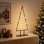 vidaXL Kovový vianočný stromček s LED KUOPIO 60 cm Teplá biela Oceľ