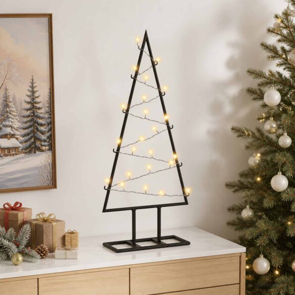 vidaXL Kovový vianočný stromček s LED KUOPIO 60 cm Teplá biela Oceľ – Obrázok 3
