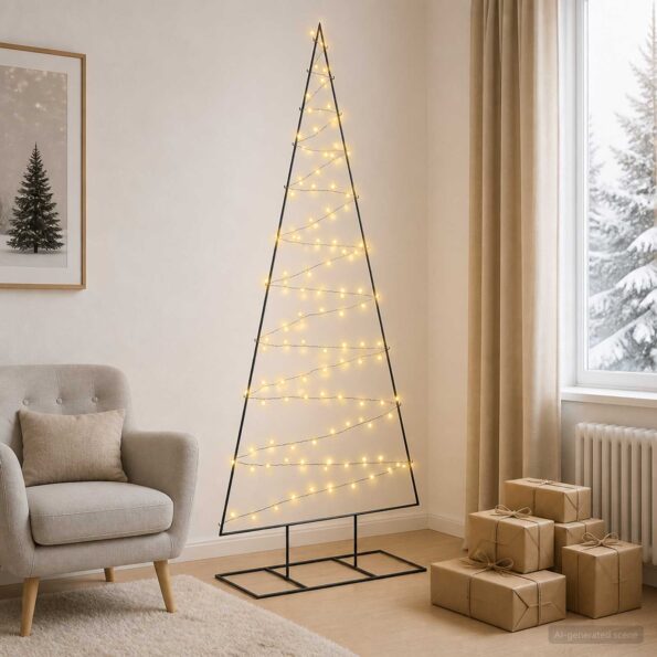 vidaXL Kovový vianočný stromček s LED KUOPIO 210 cm Teplá biela Oceľ – Obrázok 3