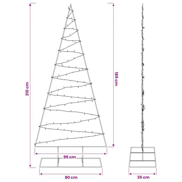 vidaXL Kovový vianočný stromček s LED KUOPIO 210 cm Teplá biela Oceľ – Obrázok 7
