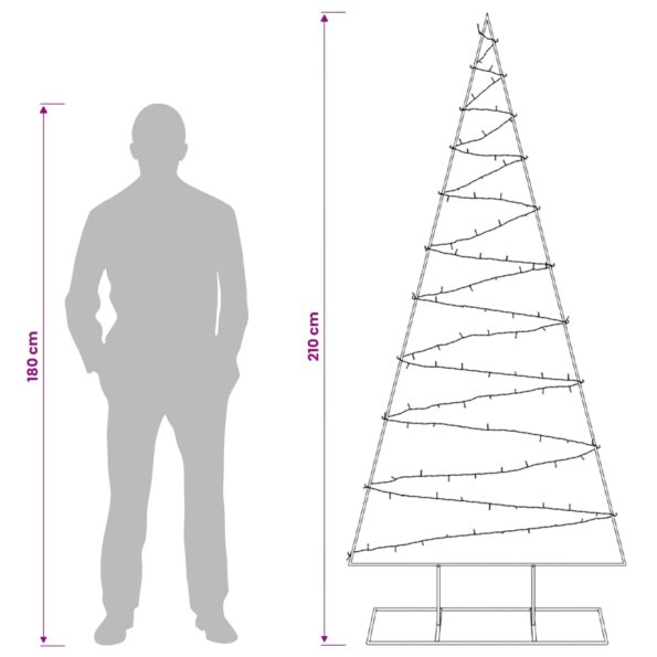 vidaXL Kovový vianočný stromček s LED KUOPIO 210 cm Teplá biela Oceľ – Obrázok 8