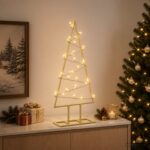 vidaXL Kovový vianočný stromček s LED KUOPIO 60 cm Teplá biela Oceľ