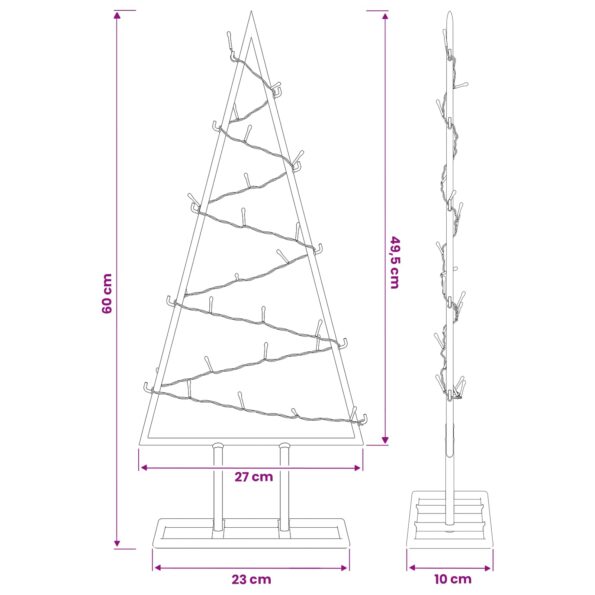 vidaXL Kovový vianočný stromček s LED KUOPIO 60 cm Teplá biela Oceľ – Obrázok 7
