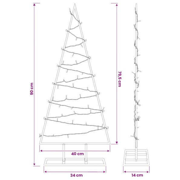 vidaXL Kovový vianočný stromček s LED KUOPIO 90 cm Teplá biela Oceľ – Obrázok 7
