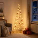 vidaXL Kovový vianočný stromček s LED KUOPIO 150 cm Teplá biela Oceľ