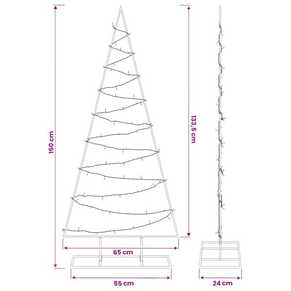 vidaXL Kovový vianočný stromček s LED KUOPIO 150 cm Teplá biela Oceľ – Obrázok 7