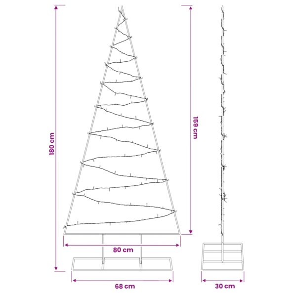 vidaXL Kovový vianočný stromček s LED KUOPIO 180 cm Teplá biela Oceľ – Obrázok 7