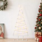 vidaXL Kovový vianočný stromček s LED KUOPIO 90 cm Teplá biela Oceľ