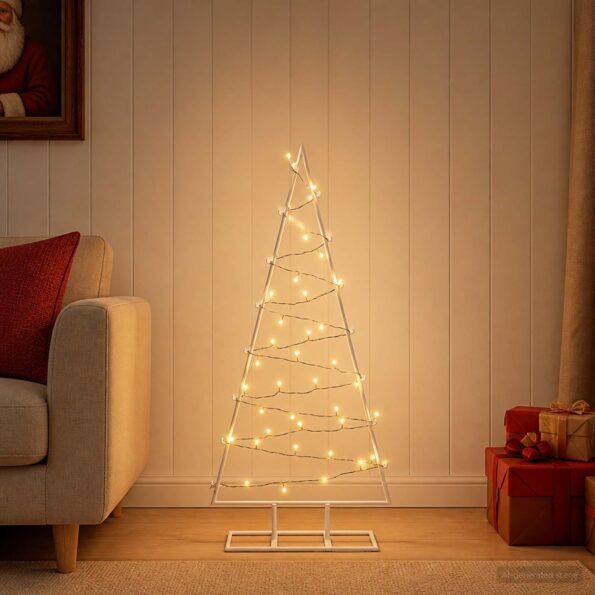 vidaXL Kovový vianočný stromček s LED KUOPIO 90 cm Teplá biela Oceľ – Obrázok 3