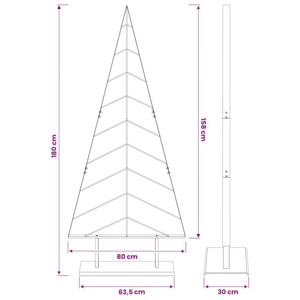 vidaXL Kovový vianočný stromček so stojanom KUOPIO 180 cm Oceľ Biela – Obrázok 7
