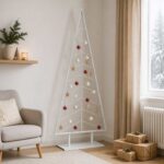 vidaXL Kovový vianočný stromček so stojanom KUOPIO 210 cm Oceľ Biela – Obrázok 3
